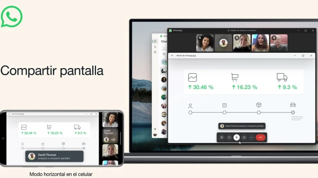 WhatsApp permite compartir pantalla durante una videollamada
