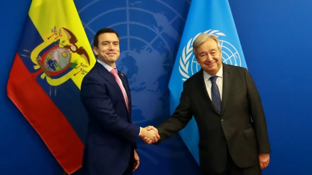 Noboa trata con secretario general de ONU desafíos de Ecuador