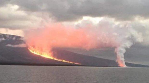Volcán La Cumbre en el archipiélago de Galápagos continúa proceso eruptivo