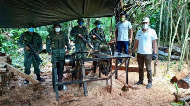 En la reserva 'Cuyabeno', militares localizan un aserradero clandestino y madera