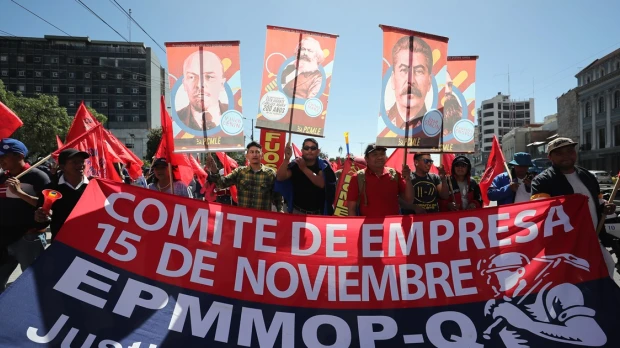 Sindicatos protestan contra Noboa en las calles