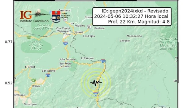 2 sismos de magnitudes 4,9 y 4,8 sacudieron Carchi