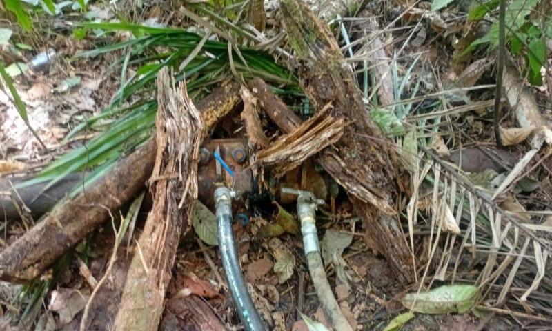 La acción se realizó en la vía al río Aguarico, en el sector 11 de Julio / Foto: cortesía Ejército