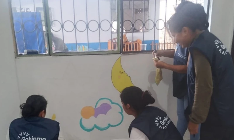 Permitió mejorar las fachadas de los Centros de Desarrollo Infantil (CDI) Carita de Ángel y Esperanzas del Mañana/ Foto: cortesía MIES