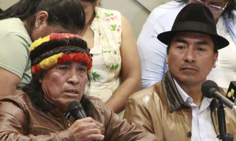 La Conaie brindó ayer una rueda de prensa en Quito / Foto: cortesía Conaie