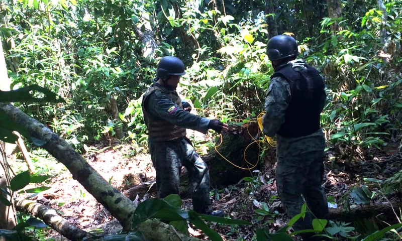 Se procedió a delimitar el lugar para realizar trabajos de desminado humanitario. Foto: Comando Conjunto de las FF.AA. Foto: Ecuavisa