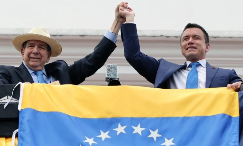 Daniel Noboa y Edmundo González Urrutia se reunieron ayer en Quito / Foto: cortesía Presidencia