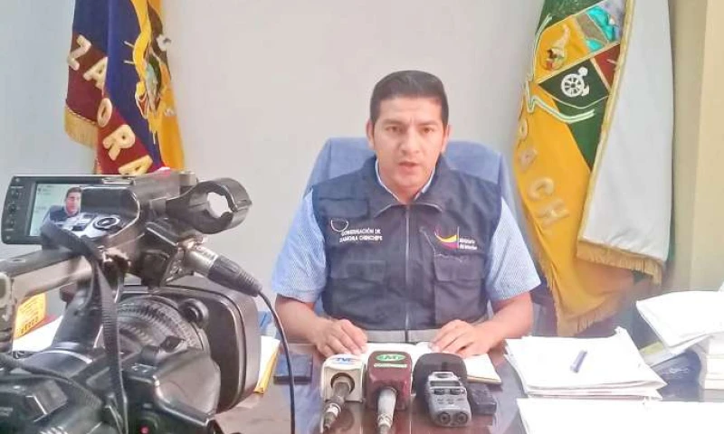 INFORME. Leonardo Sigcho, durante la rueda de prensa. Foto: La Hora