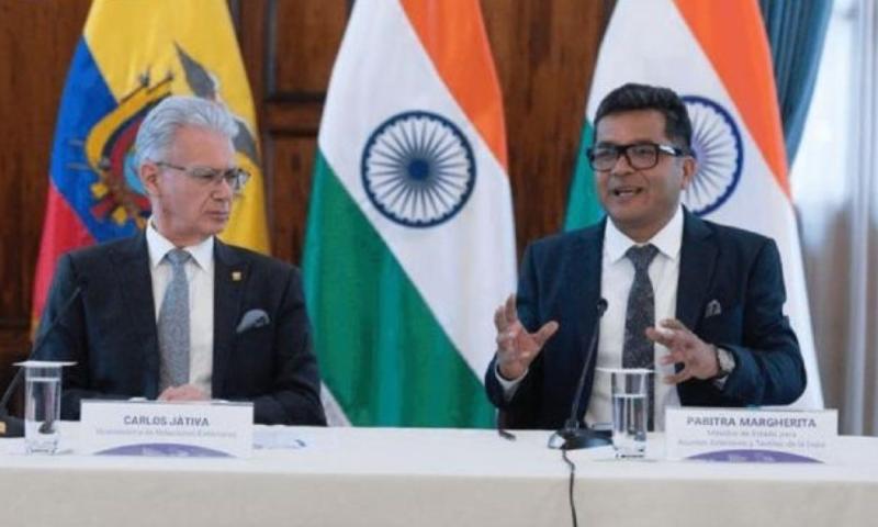 El ministro de Asuntos Exteriores y Textiles de la India, Shri Pabitra Margherita, estuvo en Ecuador / Foto: cortesía Ministerio del Interior