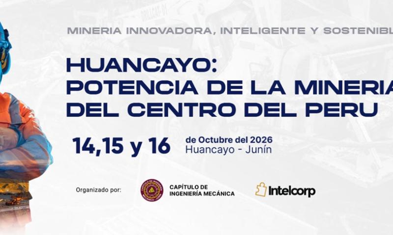 MECAMIN 2026 reunirá a más de 120 expositores y 2,000 participantes para debatir innovación, sostenibilidad y tecnología en minería./ Foto: cortesíaLa ciudad de Huancayo fue confirmada como sede de la quinta edición de MECAMIN 2026, la convención minera industrial más importante del centro del Perú, que se realizará del 14 al 16 de octubre de este año, con la participación de líderes empresariales y representantes de las principales compañías del sector.  Organizada por Intelcorp Mining Events y con el respaldo del Colegio de Ingenieros del Perú – Consejo Departamental Junín, la convención espera congregar a más de 2,000 asistentes y 120 expositores, quienes participarán en una feria de stands, conferencias magistrales, foros especializados, ruedas de negocios y actividades de networking.  Según la organización, MECAMIN 2026 será un espacio técnico orientado a promover la transferencia de conocimientos y buenas prácticas en la industria minera, con especial atención en temas como inteligencia artificial, digitalización, gestión de datos, excelencia operacional, responsabilidad social y desarrollo sostenible.  El evento también integra en su agenda la presentación de innovaciones tecnológicas y procesos que buscan fortalecer la competitividad del sector, así como fomentar un paradigma moderno donde personas, tecnología y procesos trabajen de forma integrada.  El comité consultivo está conformado por destacados profesionales de la minería peruana, incluidos representantes de compañías como Antapaccay, Minsur, Consorcio Minero Horizonte, Hudbay Perú y Volcan, entre otros, lo que refleja la amplitud del apoyo institucional y empresarial al evento.  La elección de Huancayo reafirma el papel de la región central del país como un punto estratégico para la innovación y el desarrollo del sector minero, donde la colaboración entre universidades, empresas y profesionales busca impulsar la formación técnica, la investigación aplicada y el crecimiento sostenible de la industria.  Con este tipo de encuentros, el sector minero peruano continúa su agenda de fortalecimiento y proyección, sumándose a otros eventos relevantes programados para 2026, tanto en el país como en el extranjero, que posicionan a Perú como un actor clave en la minería regional e internacional.