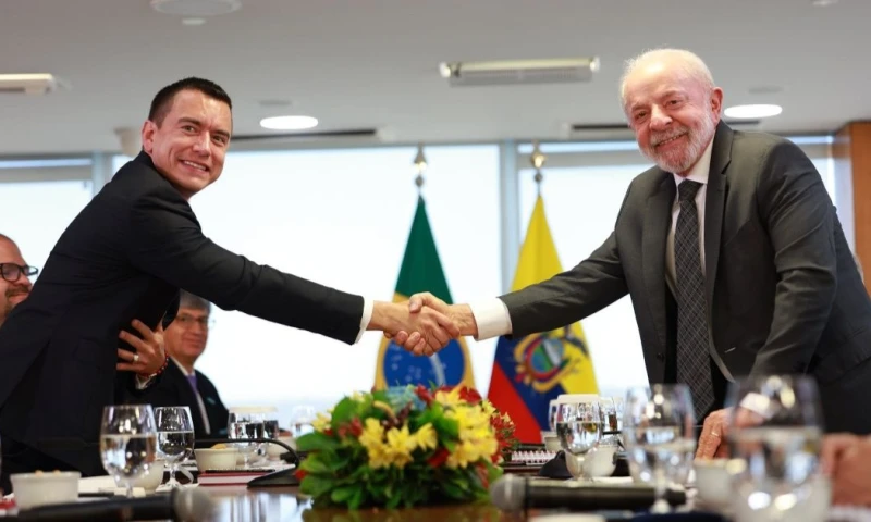 Daniel Noboa y Luiz Inácio Lula da Silva se reunieron en Brasilia / Foto: cortesía Presidencia