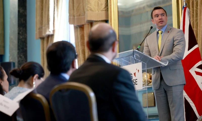 Daniel Noboa participó en una conferencia organizada por Canning House en Londres / Foto: cortesía Presidencia