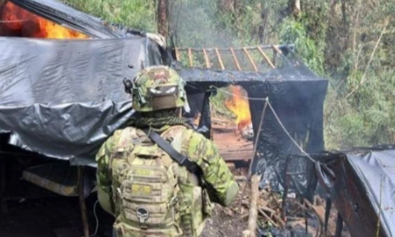 La destrucción de los campamentos afecta en unos dos millones de dólares a las estructuras delictivas / Foto: cortesía Ministerio de Defensa