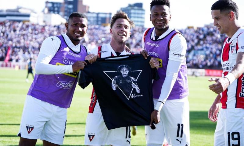 Los jugadores de Liga le dedicaron los goles a Marcos Angulo, quien falleció hace 2 semanas / Foto: cortesía Liga