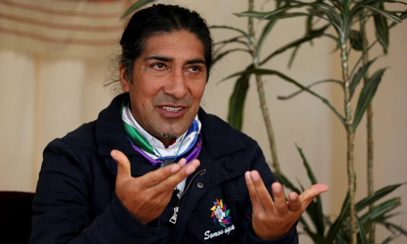 Yaku Pérez reveló el dictamen del tribunal y aseguró que la justicia ha declarado la vulneración del derecho a una consulta previa / Foto: EFE