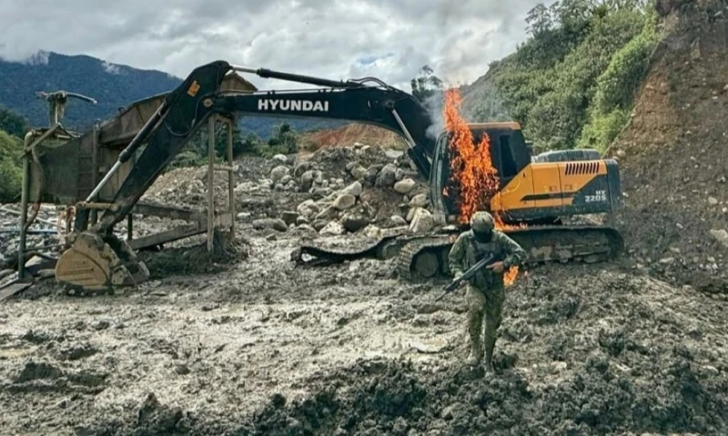 El personal encontrado en el área fue aprehendido y puesto a órdenes de la Policía Nacional / Foto: cortesía FF.AA.