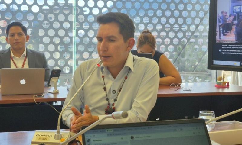 André Granda, prefecto de Pastaza, compareció a la Asamblea Nacional / Foto: cortesía Comisión de Régimen Económico