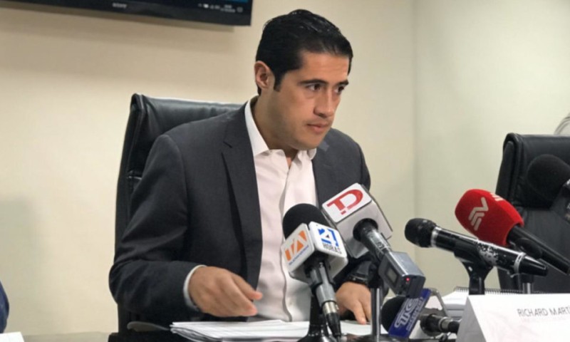  El ministro de Finanzas, Richard Martínez, durante la presentación de la Proforma Presupuestaria de 2020, el pasado 31 de octubre . - Foto: Primicias