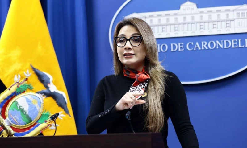Carolina Jaramillo, vocera de la Presidencia, brindó hoy una rueda de prensa en Carondelet / Foto: cortesía Presidencia