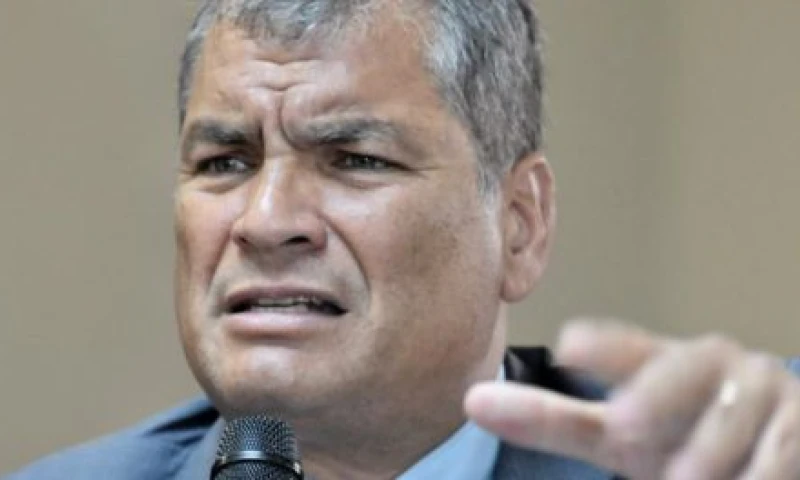 Rafael Correa, mientras rinde declaraciones en la Fiscalía de Guayaquil, el 5 de febrero de 2018. Foto: La República