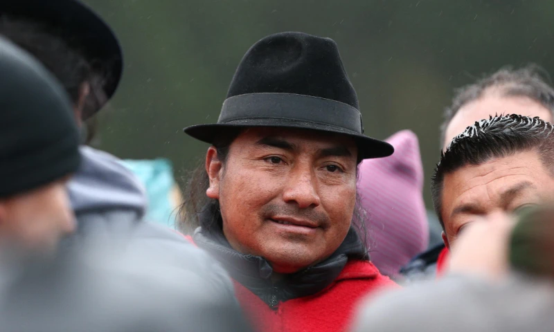 Leonidas Iza, calificó de "un acto irresponsable" que el Ejecutivo diga que es inviable la condonación de deudas de 10.000 dólares / Foto: EFE