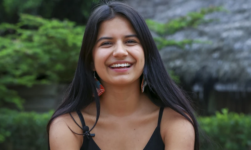 Helena Gualinga es la voz del "Kawsak Sacha", o "Selva Viviente", la filosofía indígena de comunión con la naturaleza de Sarayaku /  Foto:  EFE