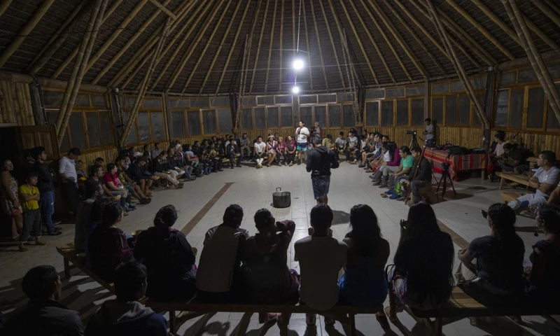 Los líderes de Sarayaku y de las principales organizaciones indígenas de Ecuador y de Suramérica celebraron el reciente fallo/ Foto: cortesía  EFE