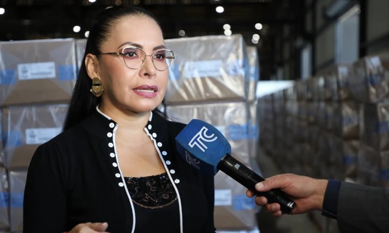 Diana Atamaint, presidenta del CNE, brindó una rueda de prensa / Foto: cortesía CNE