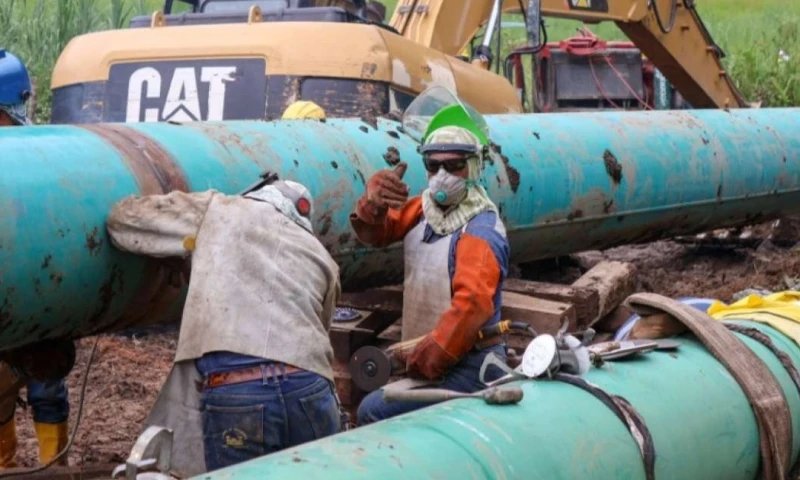 La suspensión del flujo por el OCP respondió al avance de la erosión regresiva en el sector río Quijos / Foto: cortesía
