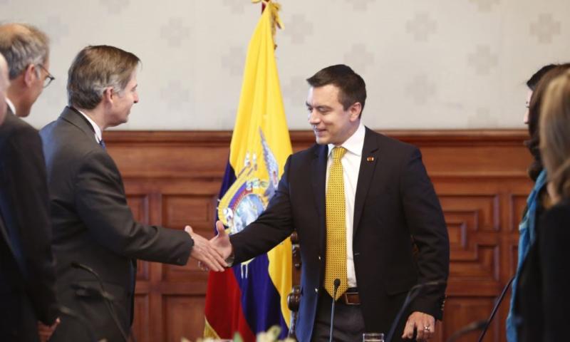 Daniel Noboa conversó con representantes del Banco Mundial, IFC y BID / Foto: cortesía Presidencia