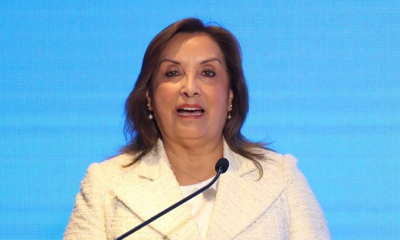 La presidenta Dina Boluarte durante el anuncio de medidas contra la minería ilegal y el crimen organizado / Foto: EFE