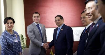 Daniel Noboa, se reunió este miércoles, en China, con el primer ministro de Vietnam, Pham Minh Chinh / Foto: cortesía Presidencia