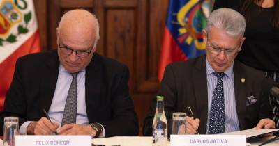 El encuentro fue presidido por Carlos Játiva, viceministro de Relaciones Exteriores de Ecuador, y su homólogo peruano, Félix Denegri / Foto: cortesía Cancillería