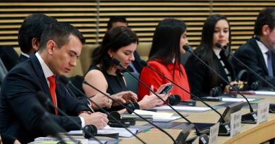 El presidente Daniel Noboa mantuvo un encuentro con representantes del sector empresarial en la Comisión Europea en Bruselas / Foto: cortesía MAE
