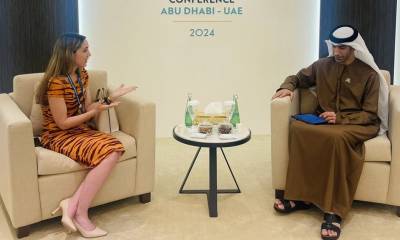 La ministra de Producción Sonsoles García en un diálog con Thani Al Zeyoudi, ministro de Comercio de Emiratos Árabes Unidos / Foto: cortesía Minsiterio de Producción