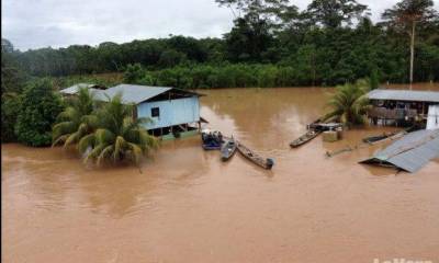 El desbordamiento de ríos, por las fuertes precipitaciones, han afectado a localidades de Morona. Foto: La Hora