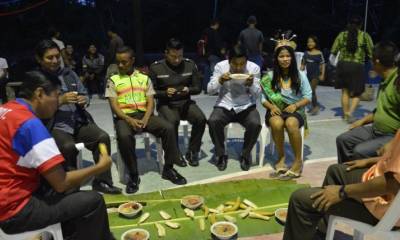 Festejo. Las autoridades celebraron con comida típica de la Amazonía (Yadirea Illescas / Expreso) 