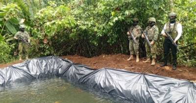 Los militares hallaron una piscina artesanal en Shushufindi / Foto: cortesía Fuerzas Armadas