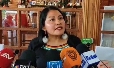 Zenaida Yasacama, vicepresidenta de la Conaie, ha exigido al gobierno que declare en emergencia a la provincia de Pastaza / Foto: cortesía