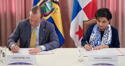 La canciller Gabriela Sommerfeld y su homólogo panameño, Javier Martínez-Acha, se reunieron / cortesía Cancillería