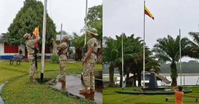 Esta bandera fue retirada por el personal del Batallón de Selva número 83 / Foto: cortesía La Patria