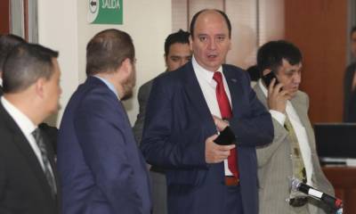 El fiscal Carlos Baca Mancheno ayer durante la reinstalación de la audiencia por el caso Odebrecht. Foto: Expreso