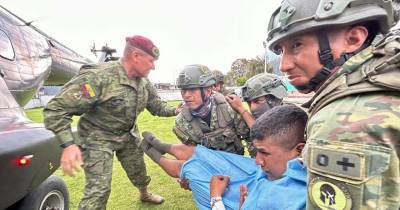Los soldados heridos en Otavalo fueron trasladados en helicópteros / Foto: cortesía Ejército ecuatoriano
