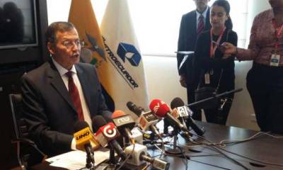 Pedro Merizalde, gerente de Petroecuador ofreció una rueda de prensa para hablar sobre su presunta vinculación con los 'Panama papers'. Foto: Alberto Araujo / EL COMERCIO