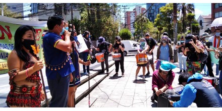 Kichwas protestaron en Quito por derrame del 7 de abril