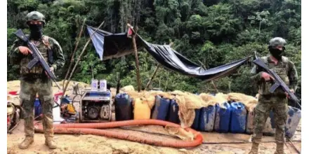 Fuerzas Armadas destruyen maquinaria de minería ilegal valorada en más de USD 224.000