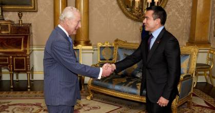 El rey Carlos III recibió a Noboa en el Palacio de Buckingham
