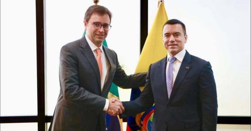 El presidente Daniel Noboa se reunió con Celso Guimarães Ferrer, presidente de GOL Airlines, en Brasil / Foto: cortesía Cancillería