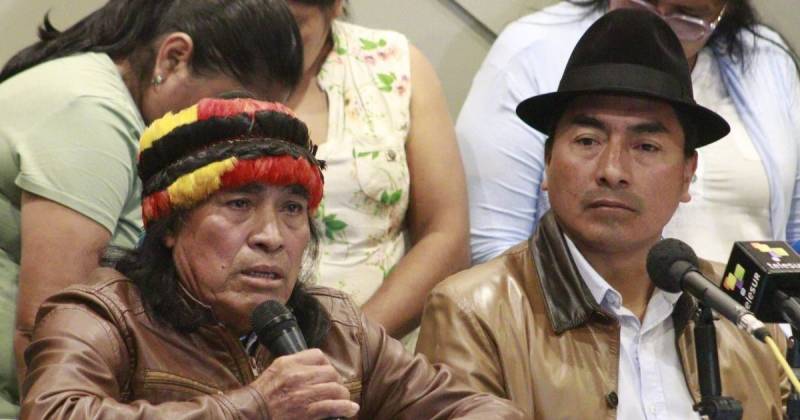 La Conaie brindó ayer una rueda de prensa en Quito / Foto: cortesía Conaie