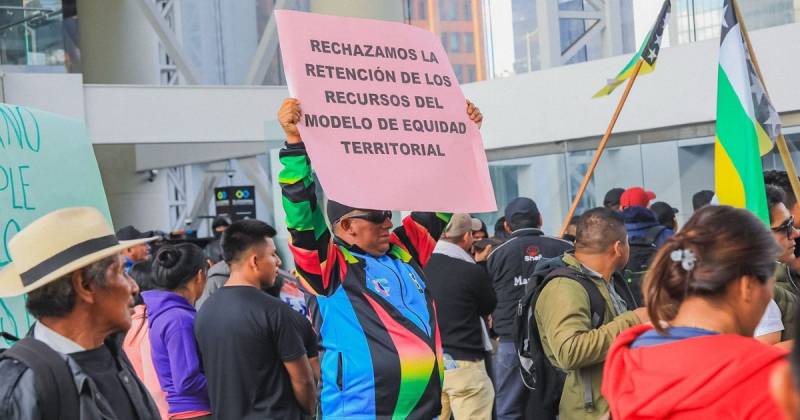 Ayer, habitantes de Orellana protestaron en la Plataforma Norte en Quito / Foto: cortesía 